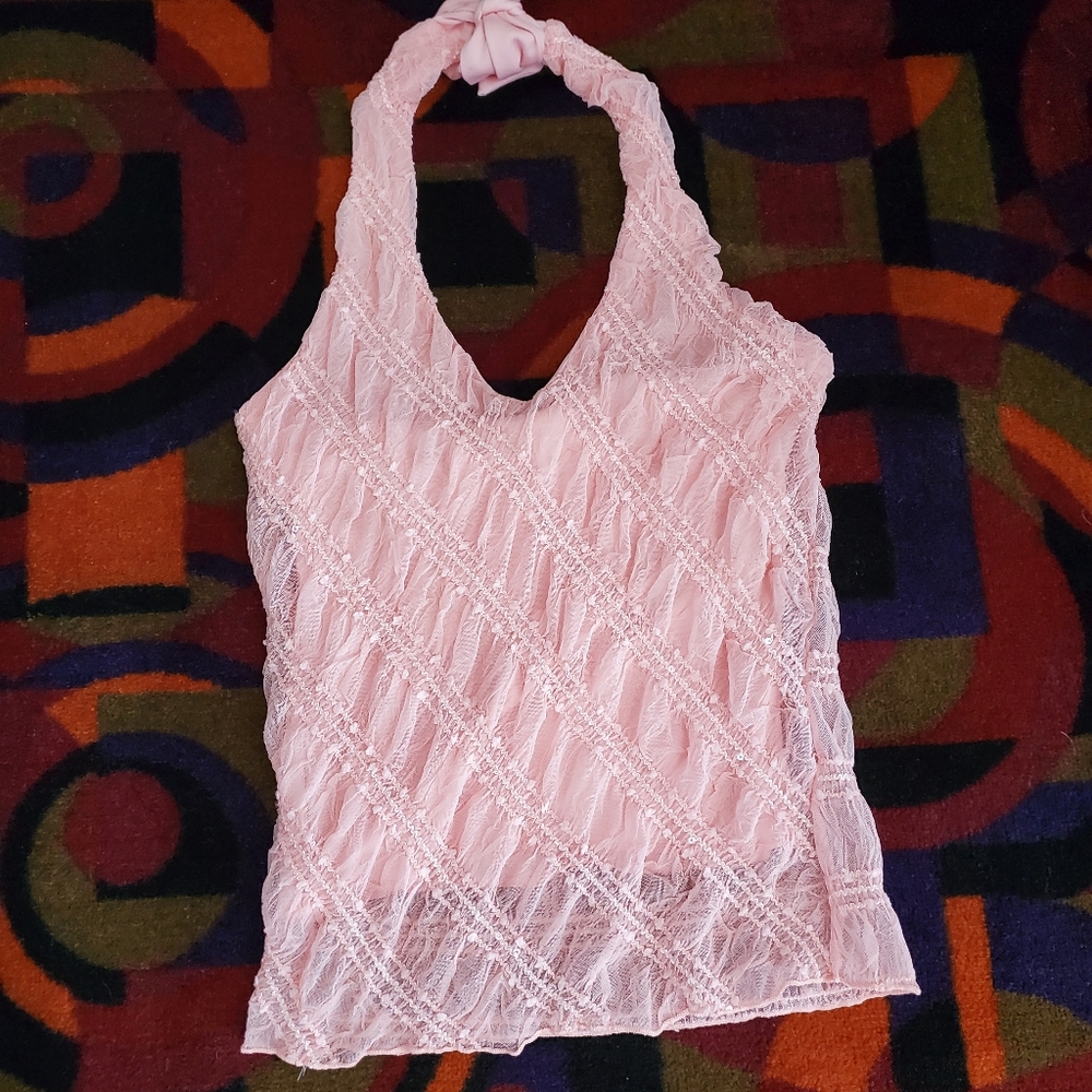 ❌❌ SOLD ❌❌ Sexy Pink HAVE Halter Top with Sequins, Large, Let's hit the Club